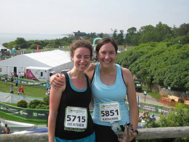 My friend Katherine and me after finishing the Beach to Beacon 10k in Maine. Winners.